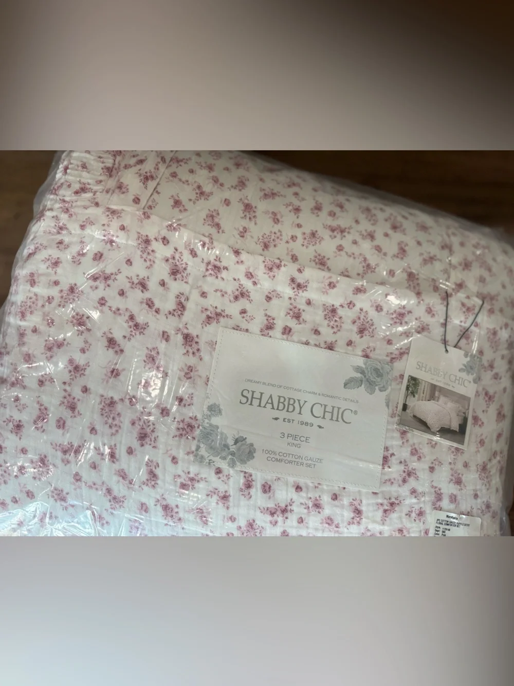SHABBY CHIC 3pc cotton gauze ruffle‎ ditsy floral comforter set